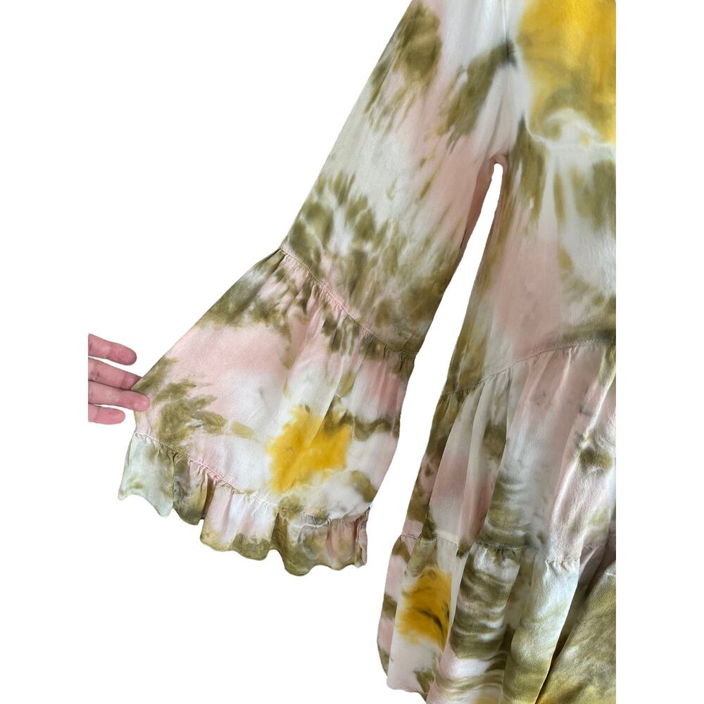 Young Fabulous and Broke Rosa Mini Dress Olive Venus Tie Dye Oversized Boho XS - Picture 8 of 12